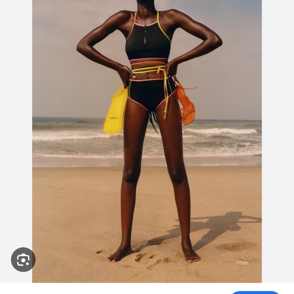 Women's Zara Black and Yellow Swim Set